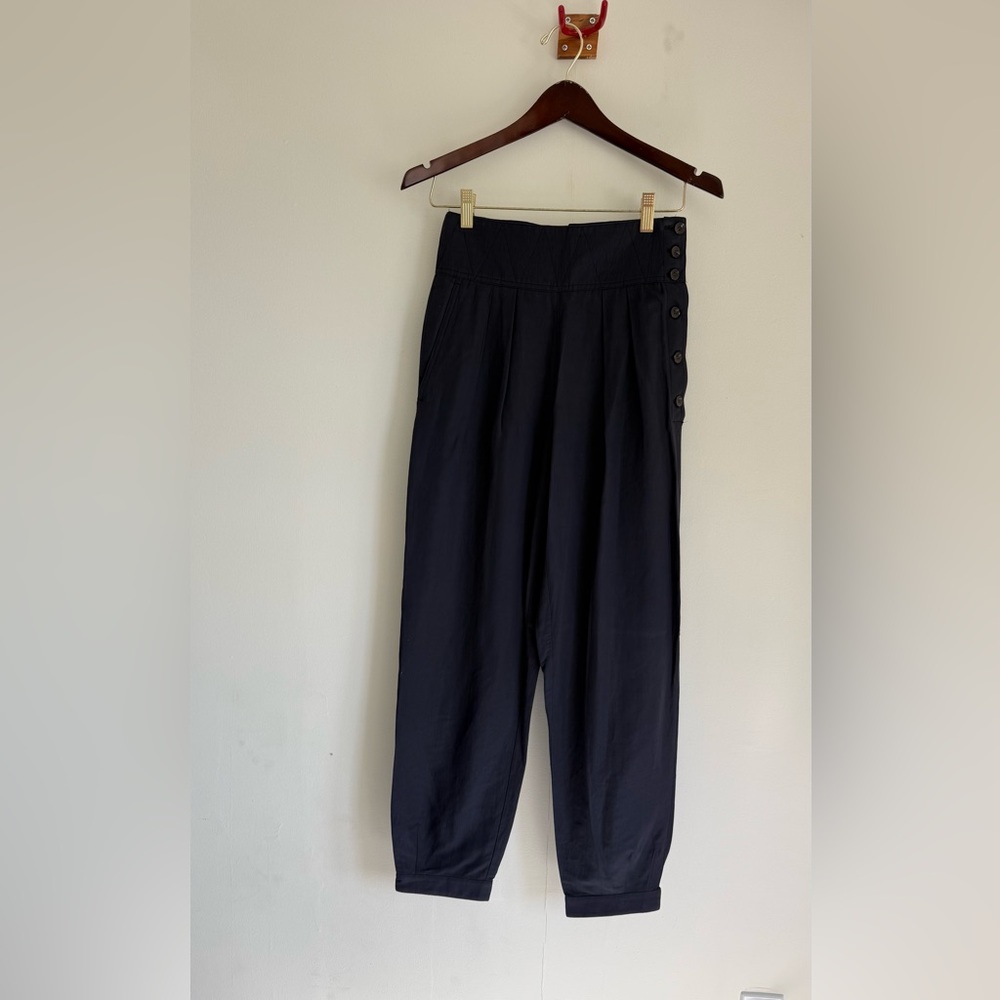 soeur Navy High-Waist Button Side Pants - Size 34